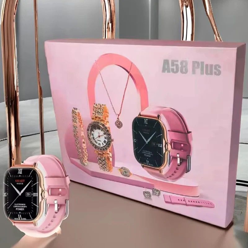 SET SMARTWATCH A58 PLUS COLOR ROSADO