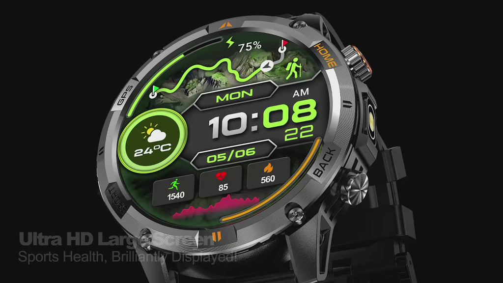 Reloj inteligente GPS linterna NFC Smartwach 360 pantalla AMOLED